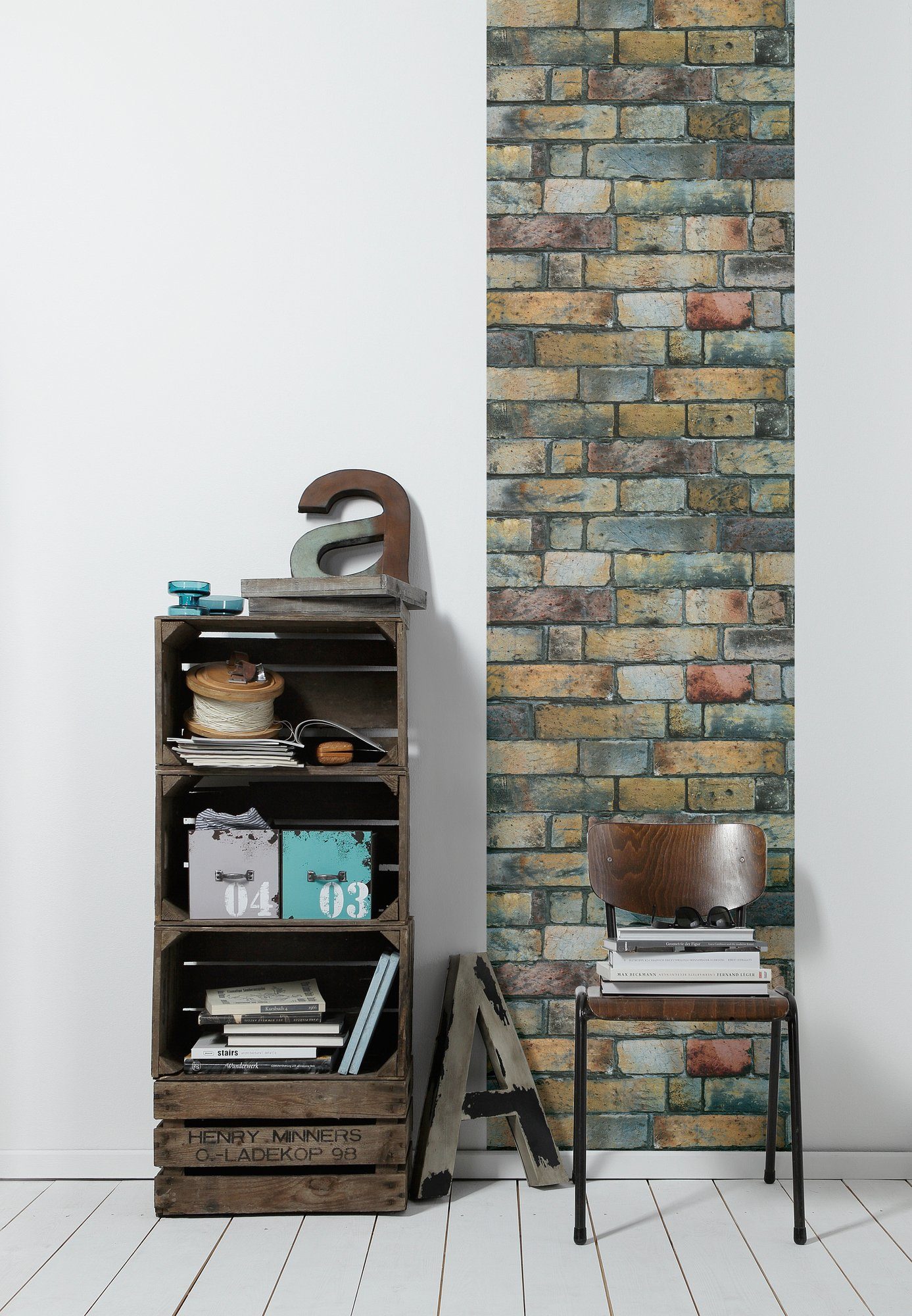 living walls Vinyltapete Pop Up Panel 3D, strukturiert, Steinoptik, Steinwand Tapete Selbstklebend Stein Bunt Grau Panel 2,50 m x 0,52 m