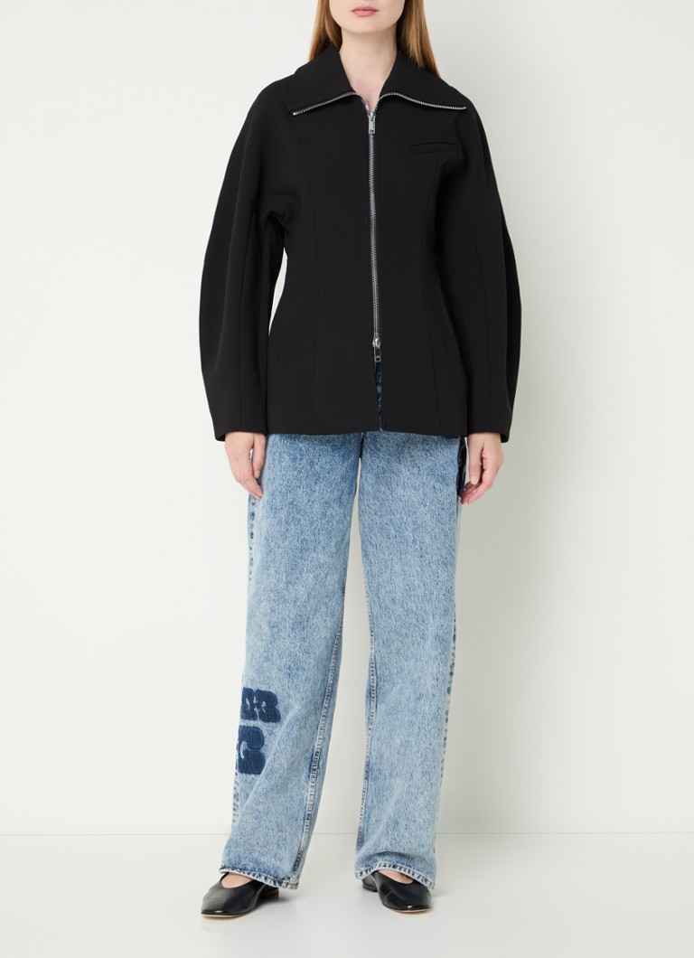 Ganni Crepe Curve jacket with collar and side pockets