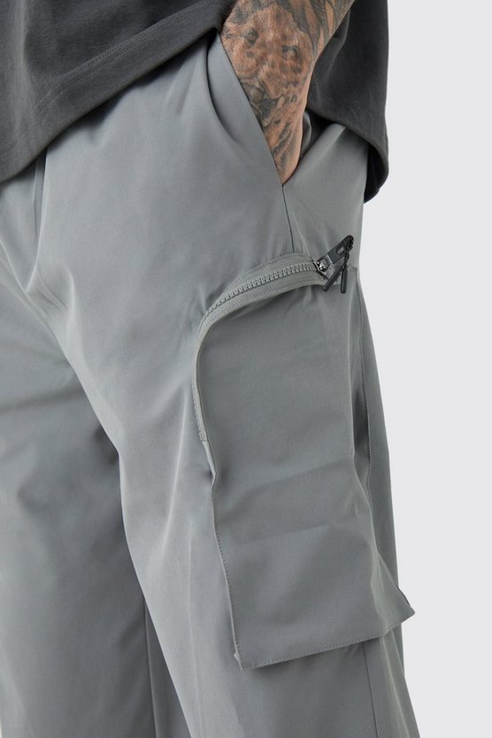 Tall Stretch Cargo-Hose mit elastischem Bund und Reißverschluss