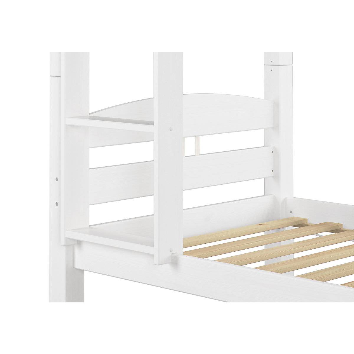 Etagenbett 90x200 Kiefer weiß mit Rollrost und Matratze