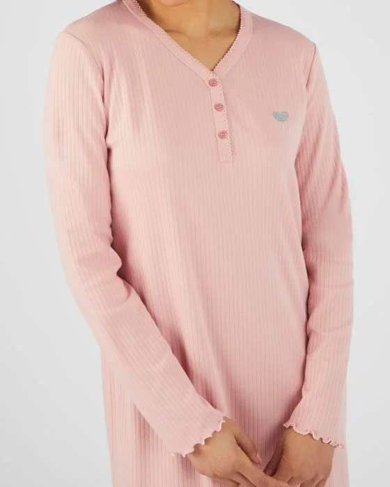 Chemise de nuit maille interlock côtelée douce et souple