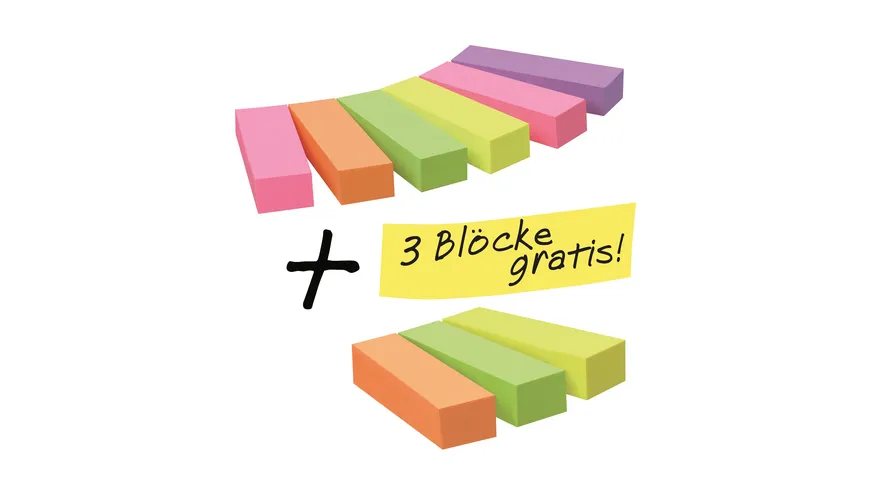 Post-it Haftstreifen Page Marker schmal 6 x100 Blatt + 3 x 100 Blatt gratis mehrfarbig