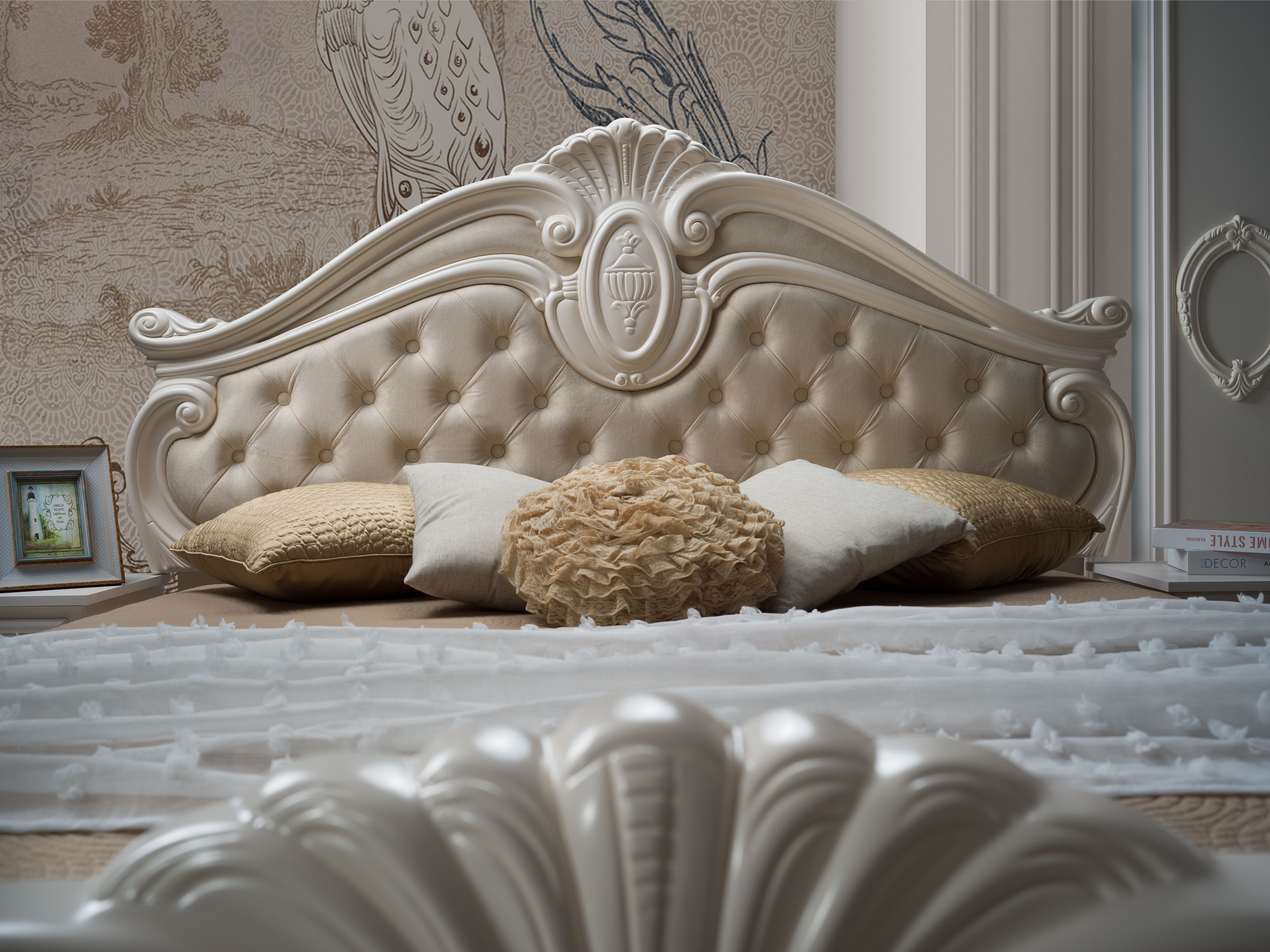 Interdesign24 Schlafzimmer-Set Noana, im klassischen Barock Stil Beige Farben 7-Teilig