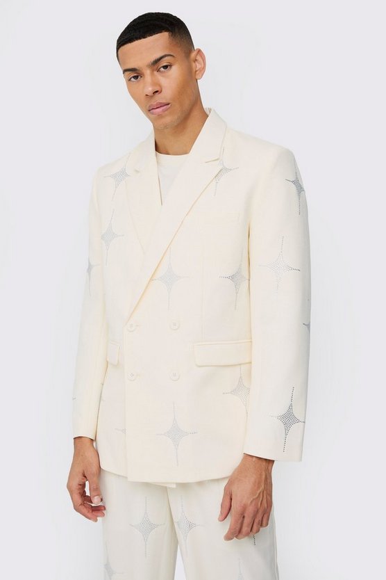 Lockerer Blazer mit Strass-Verzierung