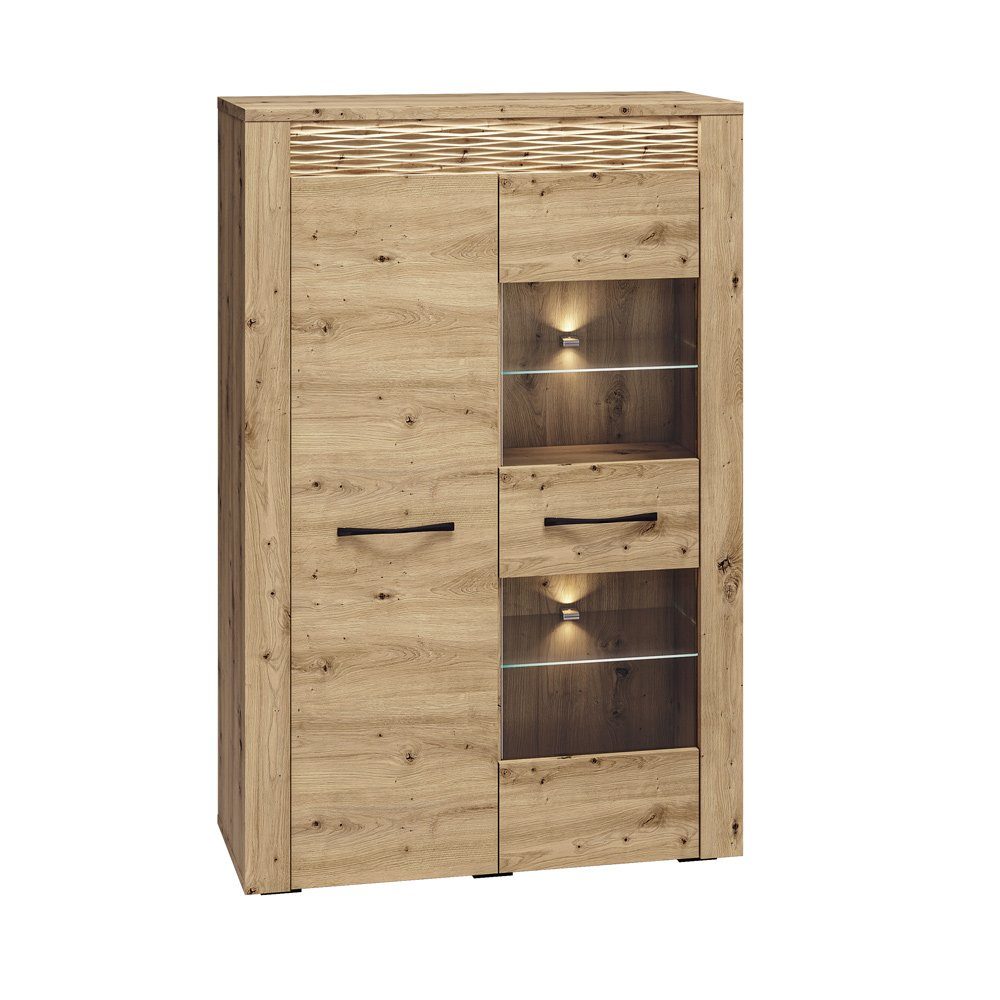 Lomadox Wohnwand ARTA-131, (4-St., 4-tlg), Artisan Eiche Nb. 325/200/40 cm