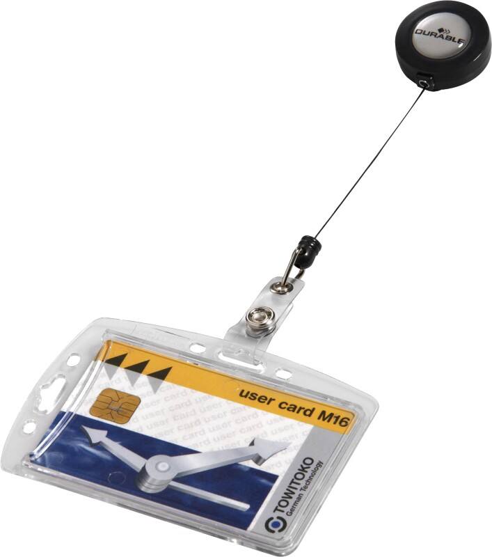 DURABLE Hartbox Ausweishalter Aufrollmechanismus und Druckknopfschlaufe 10,5 x 28,5 cm PS (Polystyrol) 10 Stück