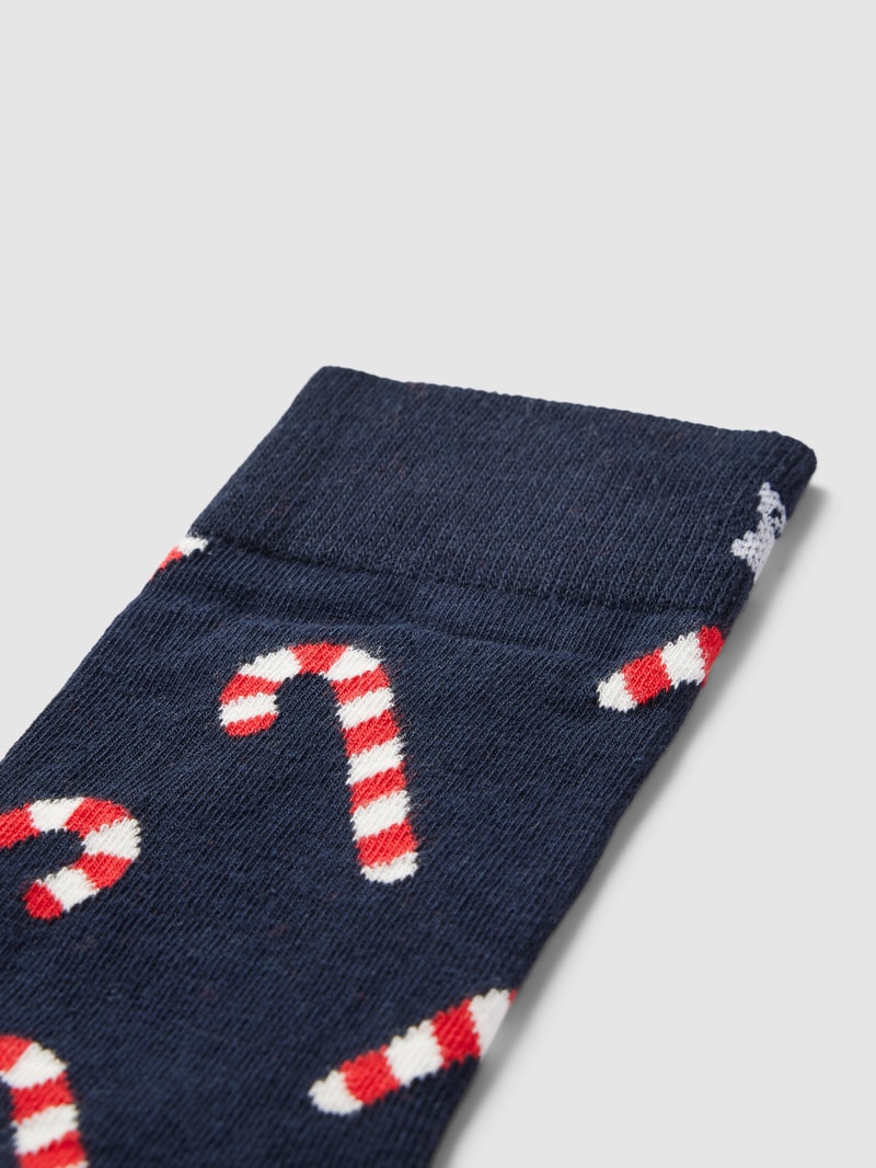 Socken mit Motiv-Print Modell 'Candy Cane' in dunkelblau