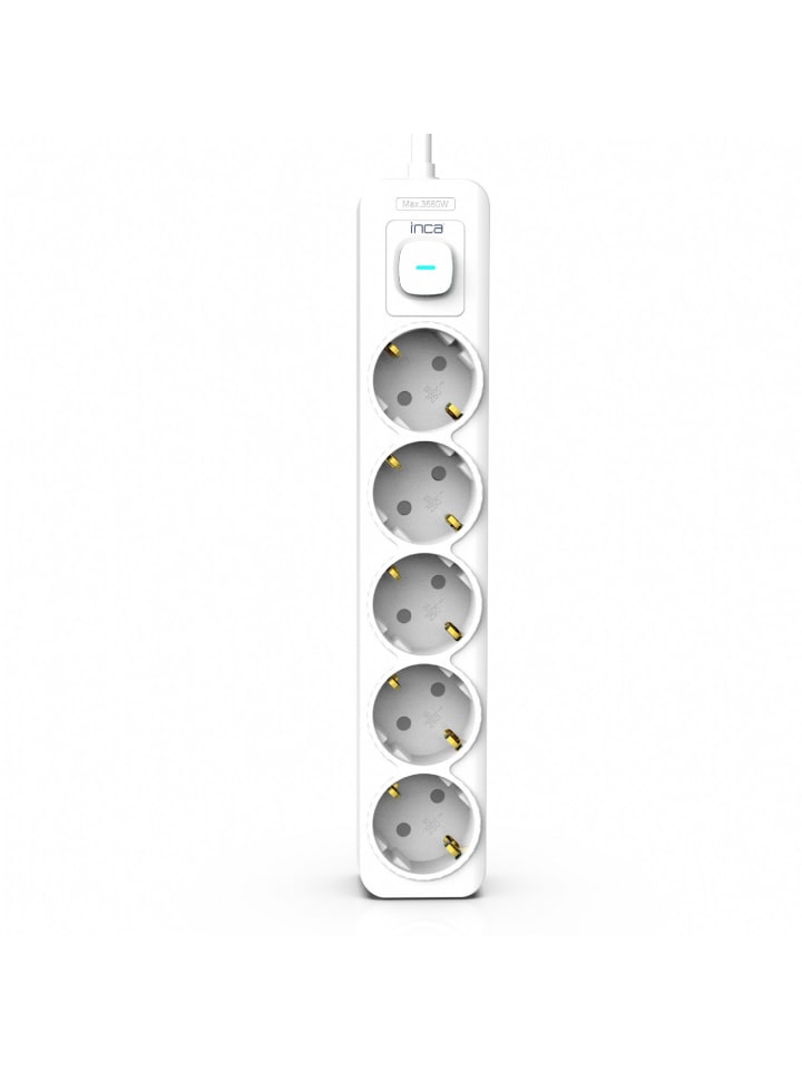 Inca INCA Steckdosenleiste IPW-44SY 5fach, LED Anzeige Kinderschutzfunktion in Weiß günstig kaufen 150 cm