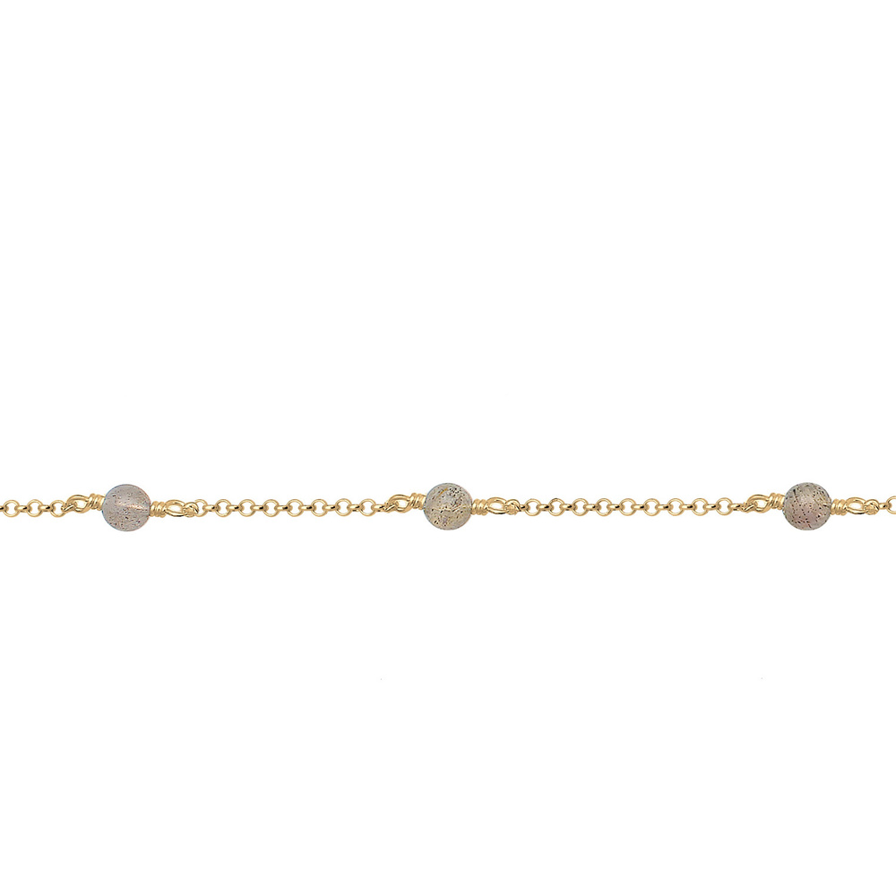 Elli Elli Collier Chaîne à pois pour dames Balles de Labradorite Boho 925 Argent collier