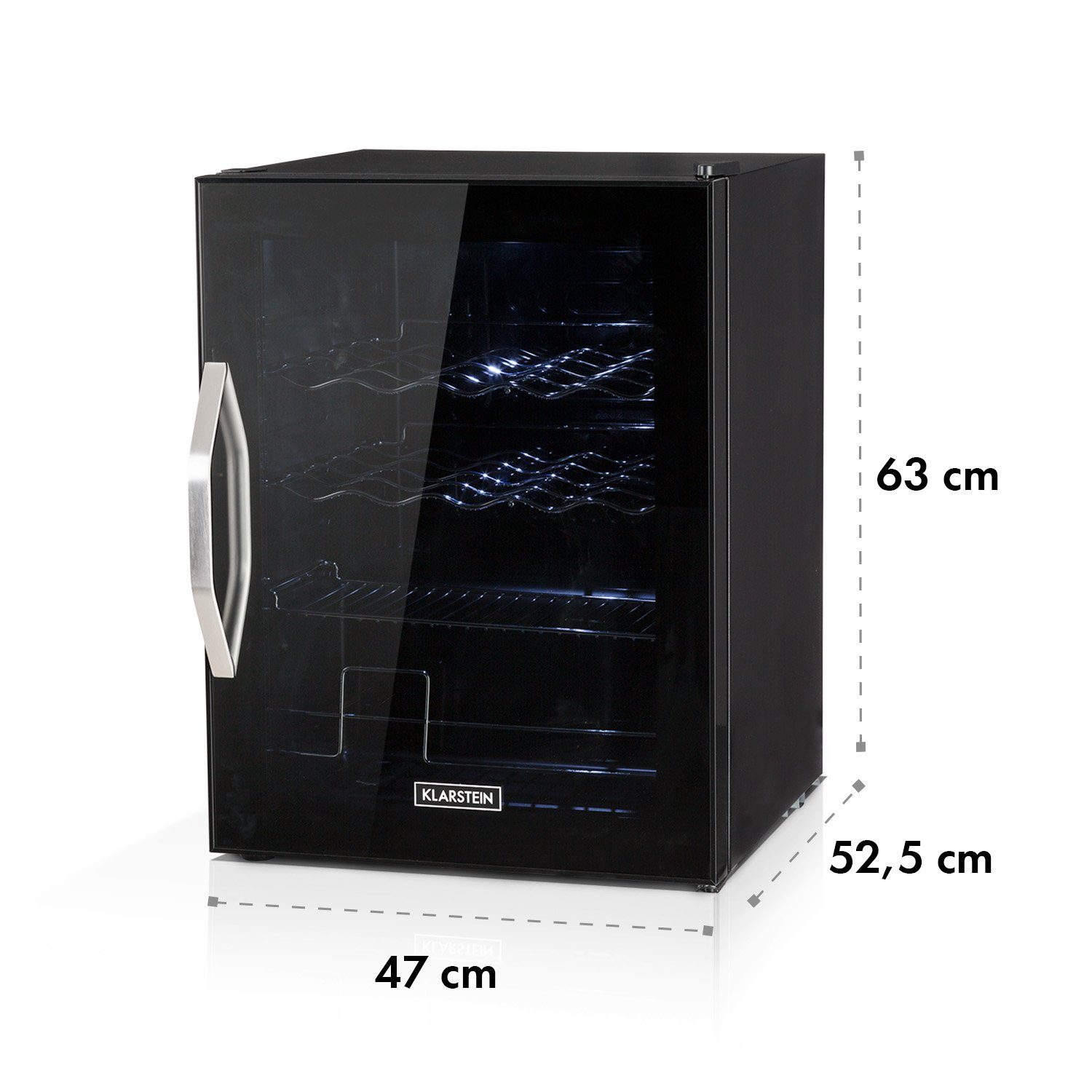 Klarstein Getränkekühlschrank HEA-BeersafeXL-onyx 10032871A, 63 cm hoch, 47 cm breit, Bier Hausbar Getränkekühlschrank Flaschenkühlschrank Glastür
