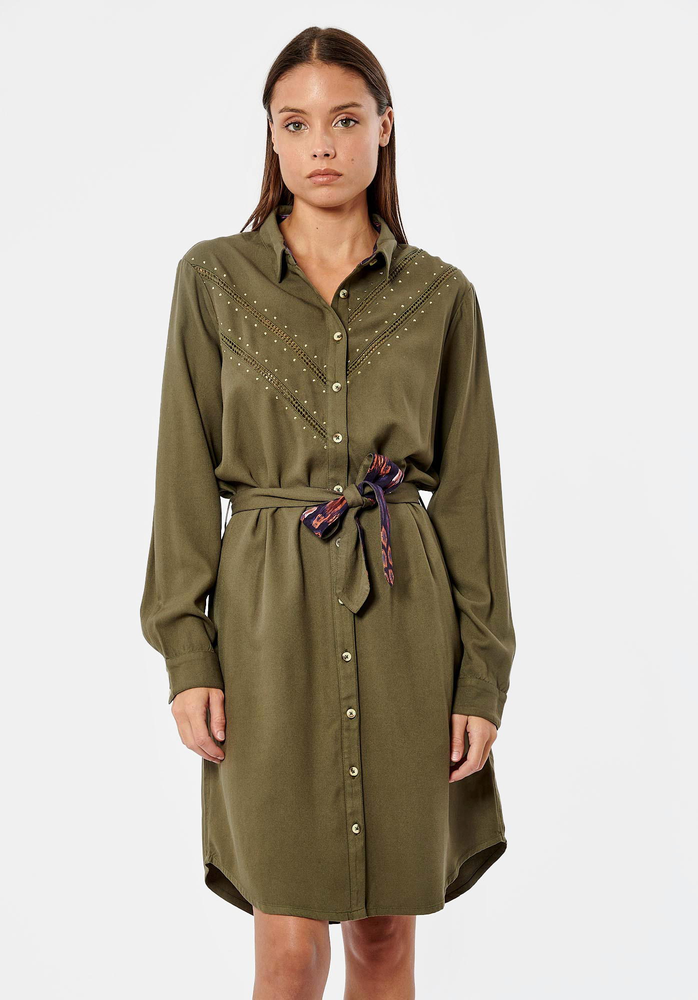 BREE   Robe chemise kaki femme