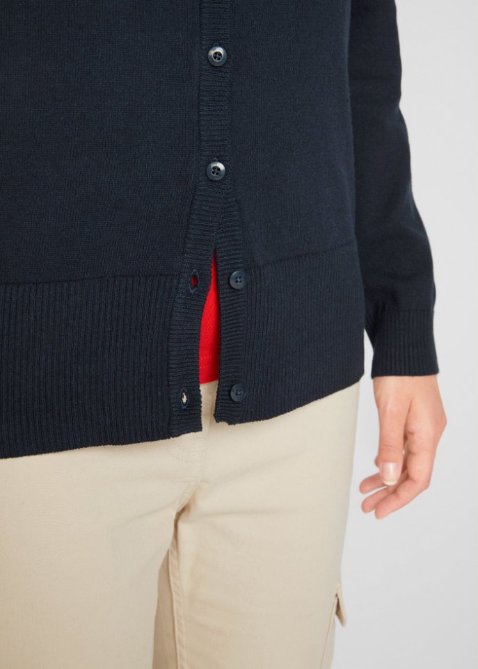 Basic Feinstrickjacke mit recycelter Baumwolle