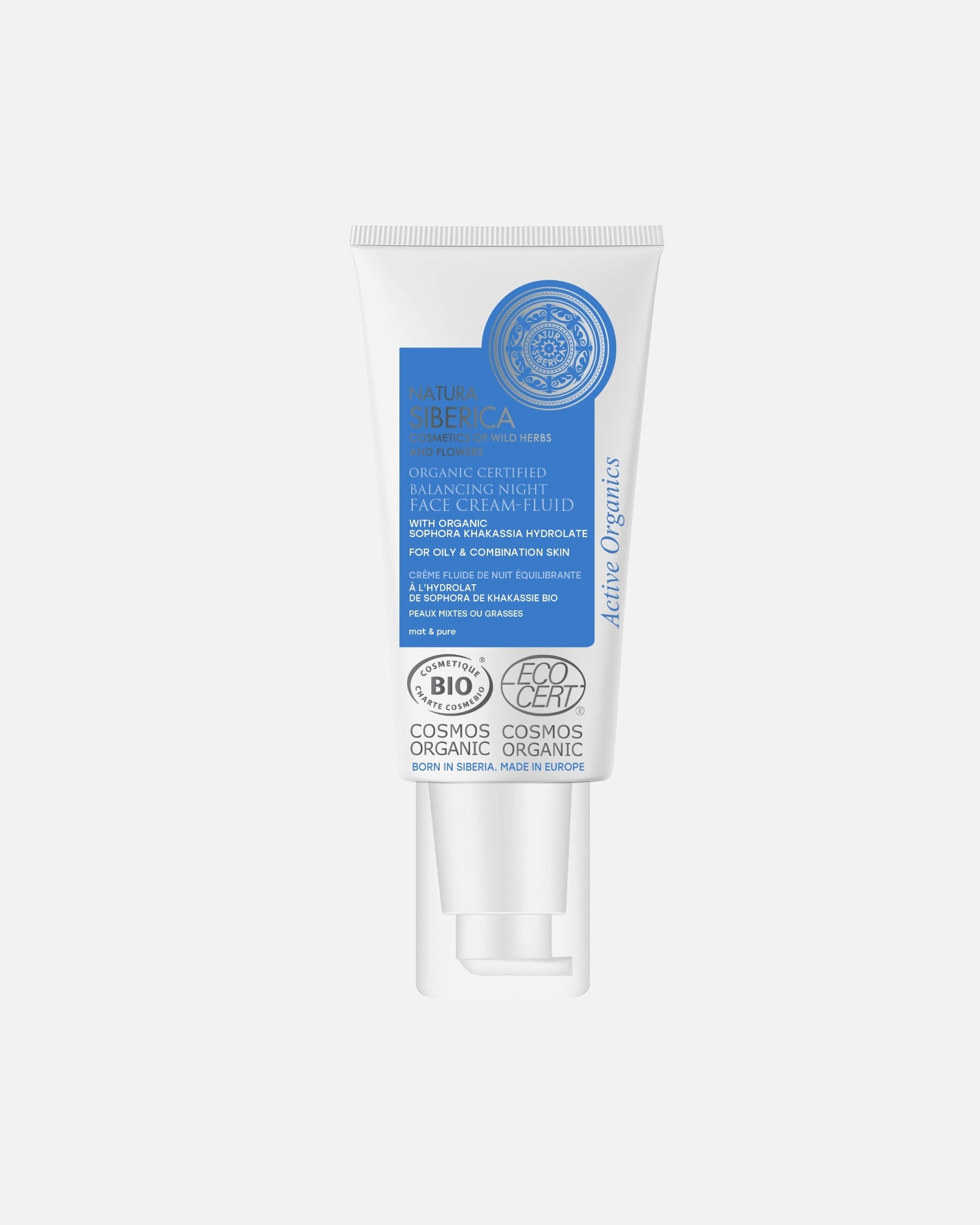 Natura Siberica Organic Balancing Night Fluid Cream Kombinált vagy Zsíros Bőrre Khakassia Sophorával