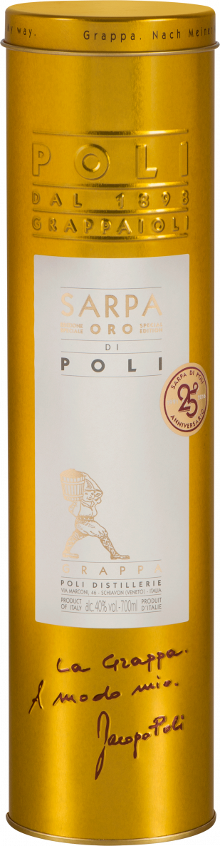 Poli Grappa Sarpa Oro Barrique 0,7 Liter in Tube