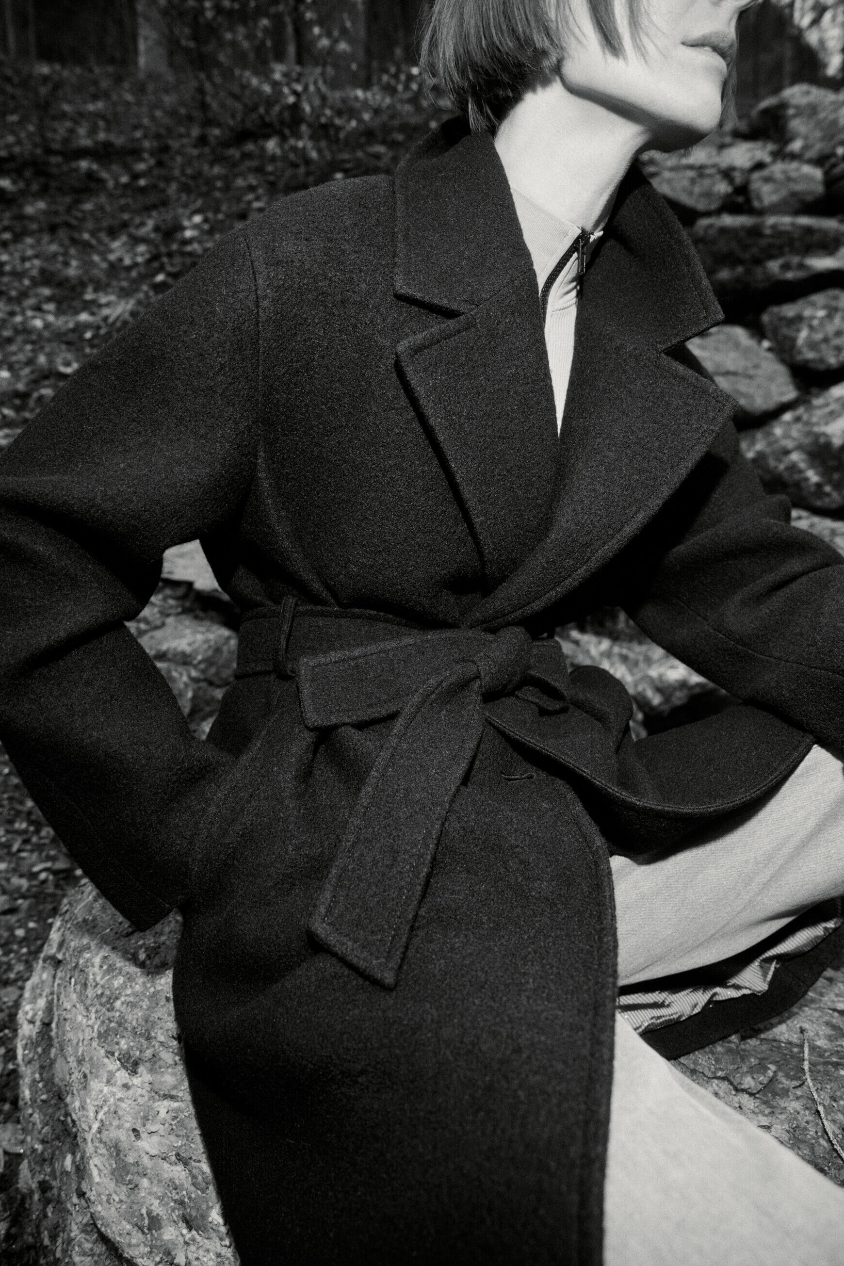 Manteau grant noir femme
