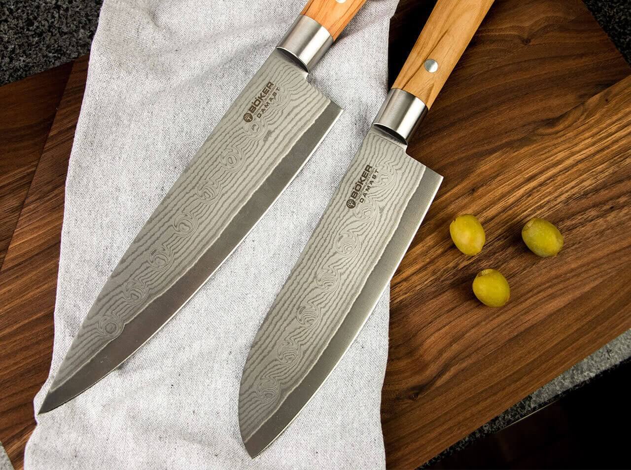 Damast Olive Chefmesser Klein