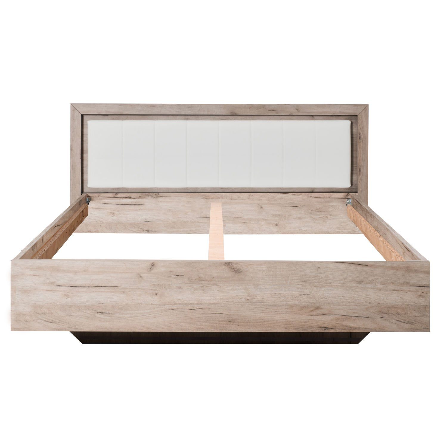 Homestyle4u Holzbett Doppelbett 160x200 cm Lattenrost Kunstleder Weiß
