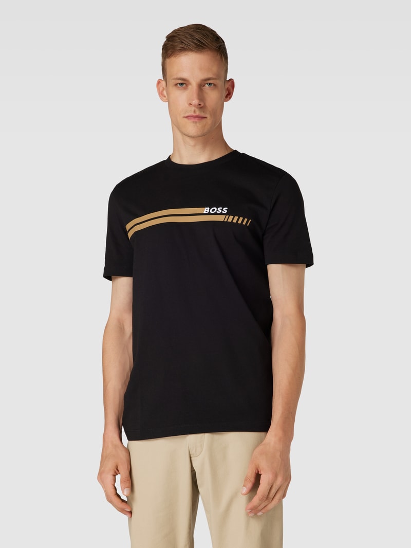 T-Shirt mit Label-Stitching Modell 'Tessler' in schwarz