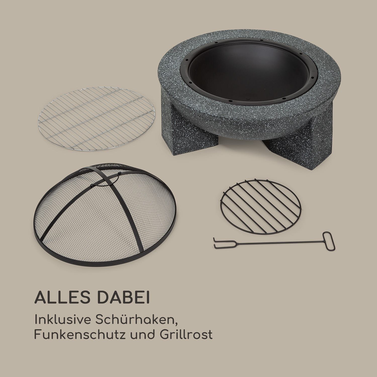 blumfeldt Feuerschale Troja Feuerschale, (Set, Set), Feuerschale Garten Grill Funkenschutz Feuerkorb Feuerstelle Outdoor