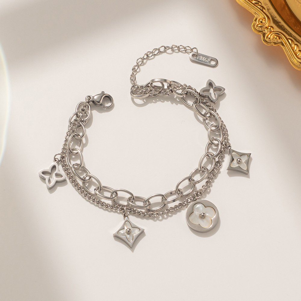 ENGELSINN Silberarmband ENGELSINN Armreif Armband Armreif Kettenarmband Silber mit Perlmutt (1-tlg)