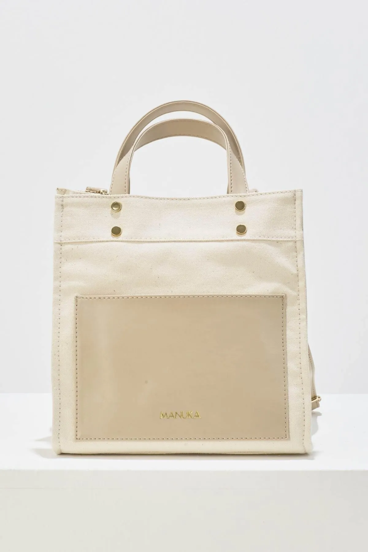 Manuka  Canvas-Tasche mit Ledertasche Beige