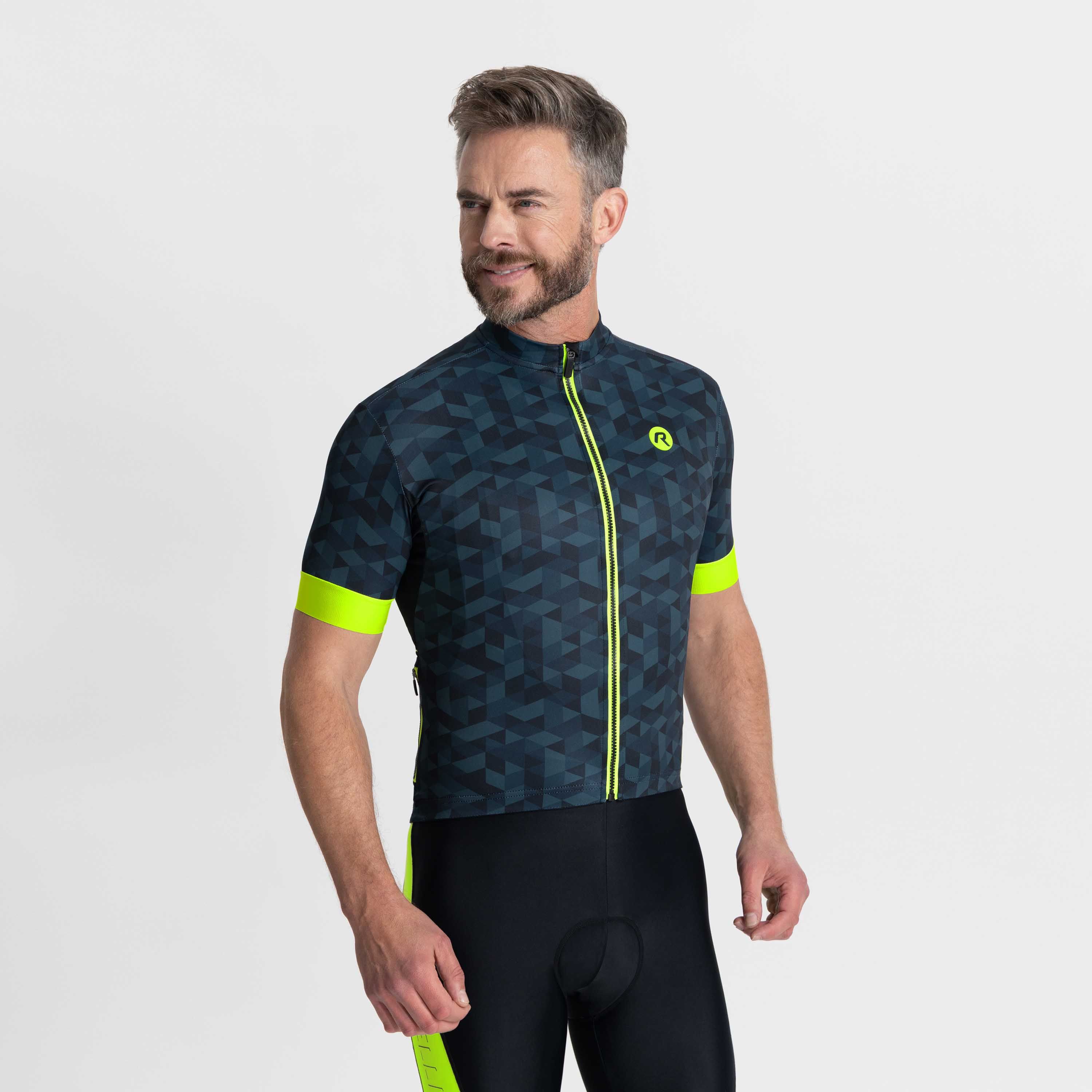 Rogelli Rubik Blau/Gelb Herren Radtrikot Kurzarm