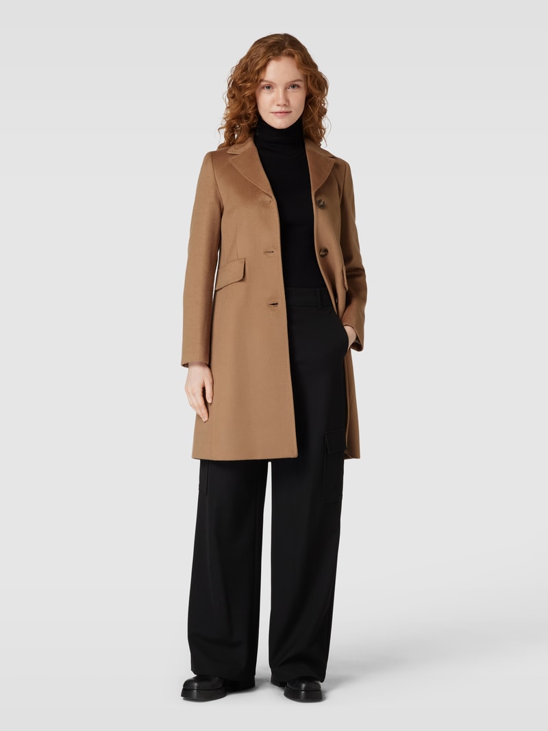 Mantel aus reiner Schurwolle mit Reverskragen Modell 'TEVERE' in camel