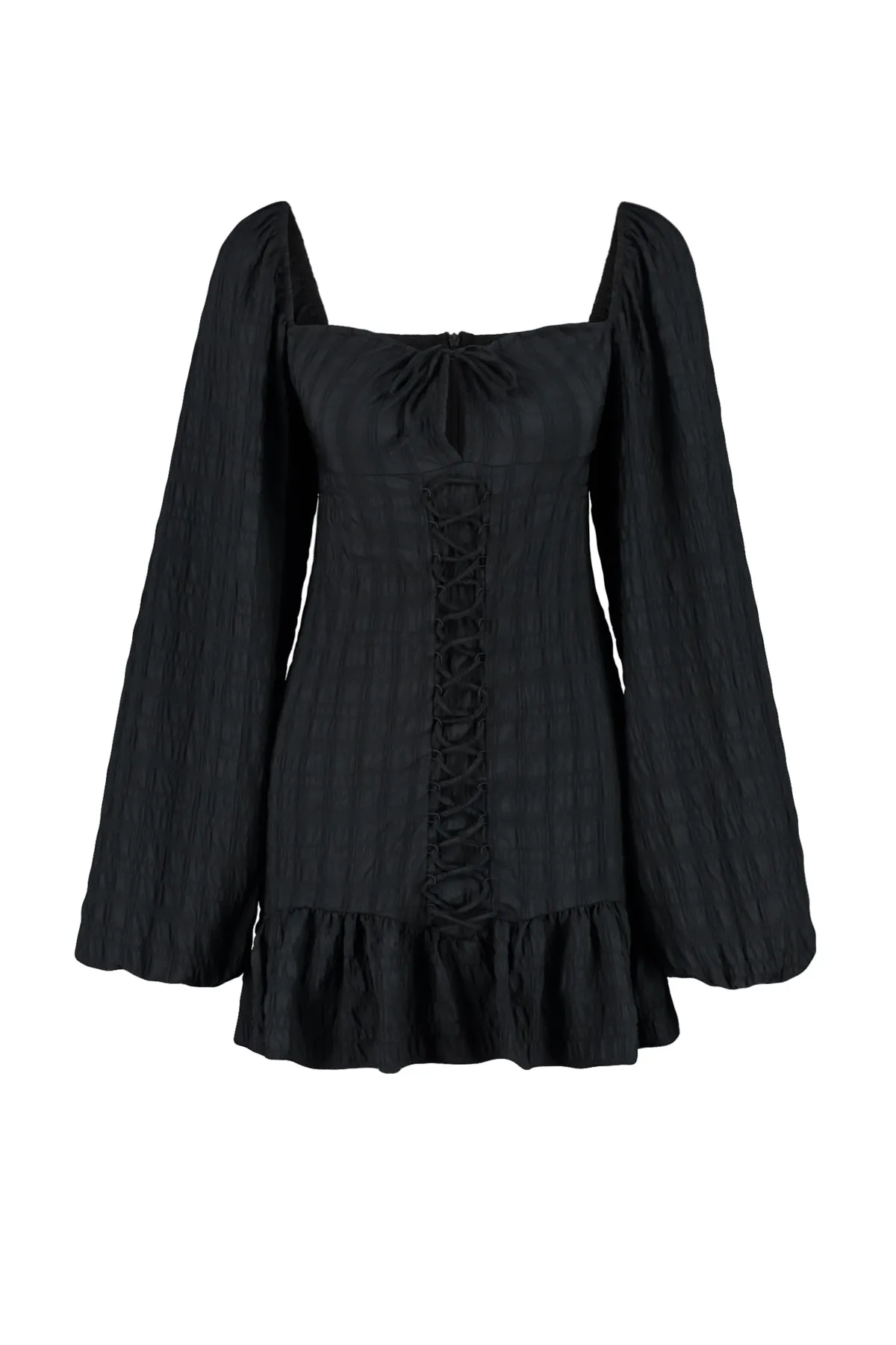 Trendyol Collection  Schwarzes, tailliertes, strukturiertes Abendkleid TPRSS23EL00024