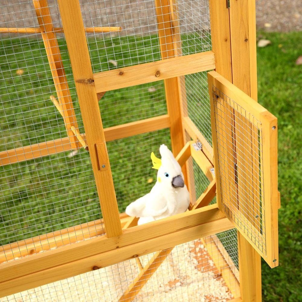 Melko Vogelkäfig Vogelhaus Vogelkäfig Vogelvoliere aus Holz in Braun M02 Voliere Vogel Papageienkäfig Tierkäfig Wellensittich Außenvoliere Papageienkäfig