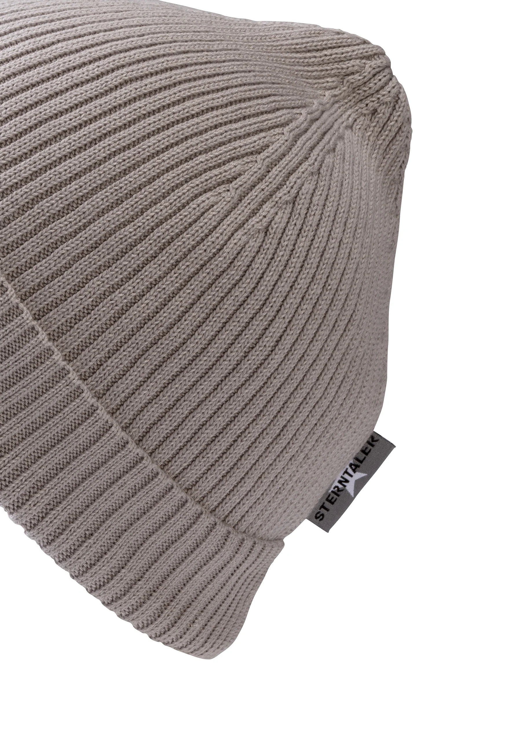 Strickmütze GOTS Uni im Rippenmuster mit Umschlag