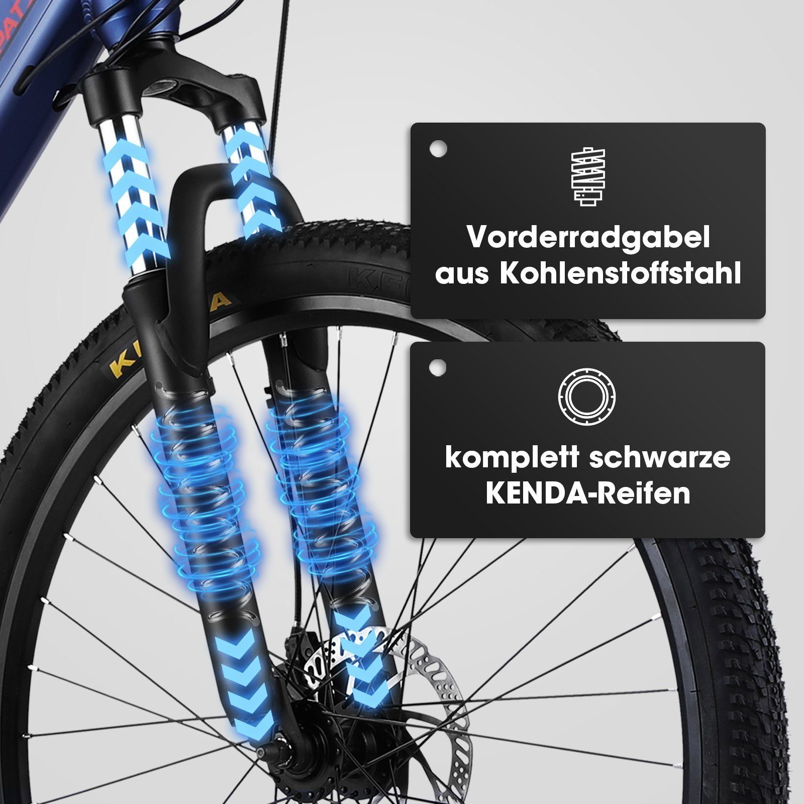 CARPAT SPORT E-Bike 27,5 Zoll Elektrofahrrad Pedelec E-Citybike Herren Damen, 36V 10,6Ah, 8 Gang Microshift, Kettenschaltung, Heckmotor, (E-Mountainbike mit akku-ladegerat, mit werkzeug), Alu-Rahmen, E-bike Faltrad Cityrad