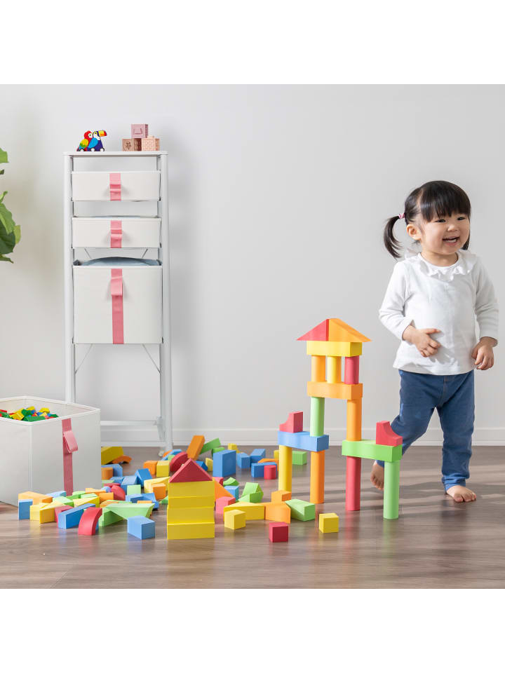relaxdays Kinder-Kommode in Weiß/ Rosa - (B)36 x (H)109,5 x (T)40,5 cm günstig kaufen onesize