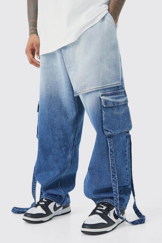 Lockere Jeans mit elastischem Bund und Farbverlauf