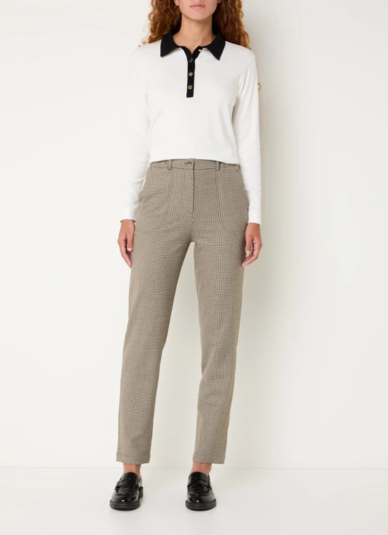 Pantaloni a vita alta e gamba dritta con fantasia pied de poule di Gerard Darel Niamie.