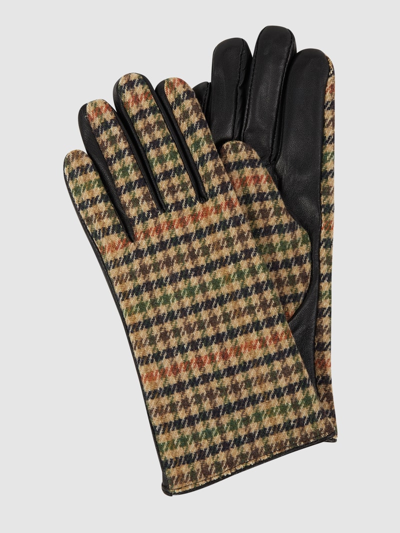 Handschuhe mit Karomuster in schwarz