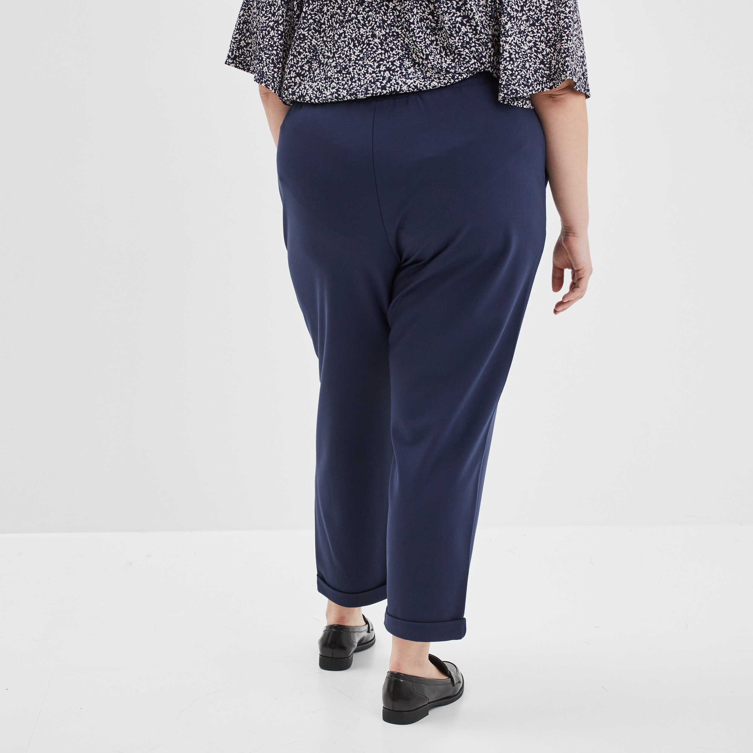 Pantalon de jogging taille élastiquée bleu marine femme grande taille | La Halle