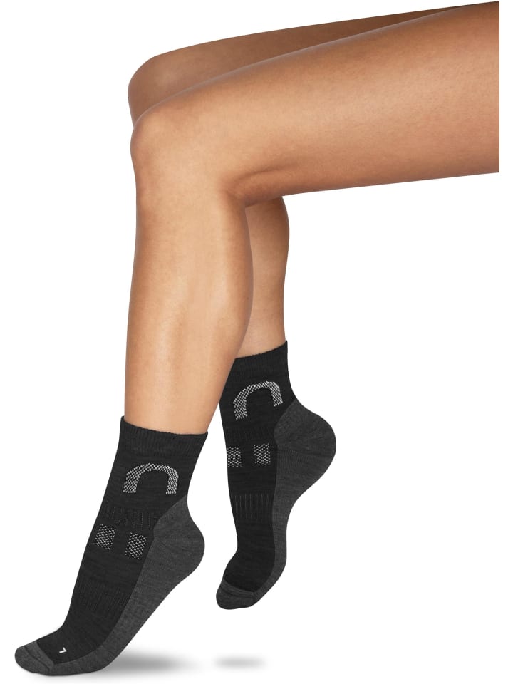 normani 2 Paar Merino-Kurzschaftsocken Lismore in Schwarz günstig kaufen
