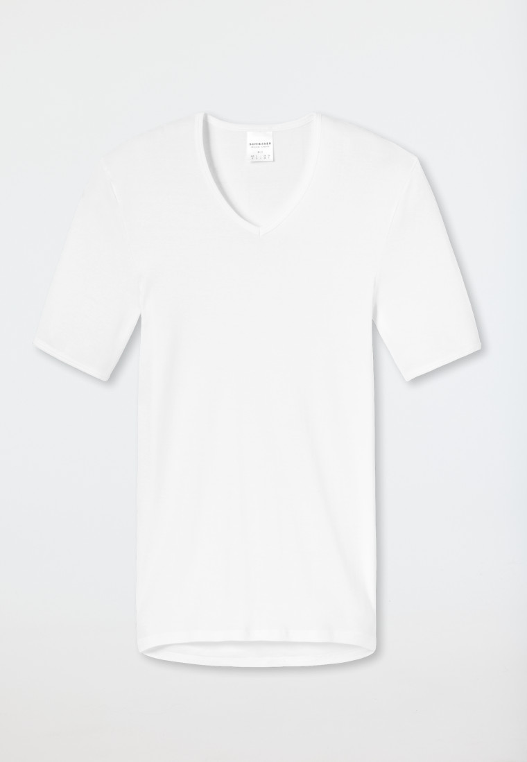 Shirt kurzarm V-Ausschnitt Feinripp weiß - Original Classics