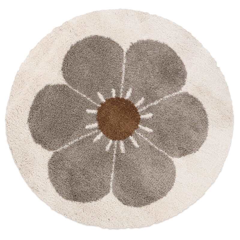 Tapis rond taupe Bohemian Daisy