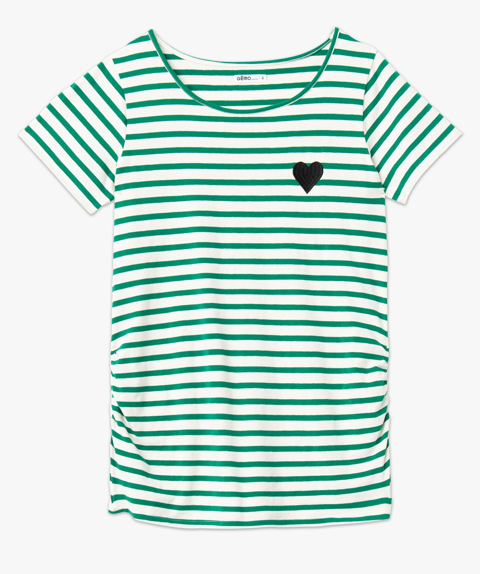 Tee-shirt de grossesse rayé à manches courtes vert | GEMO