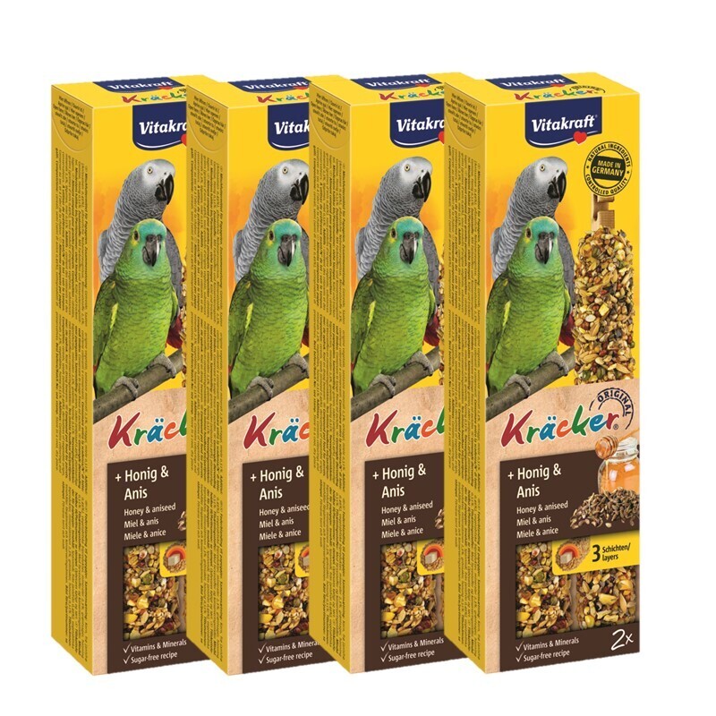 Vitakraft Snacks Vitakraft Papageien Kräcker 4x2er Honig & Anis