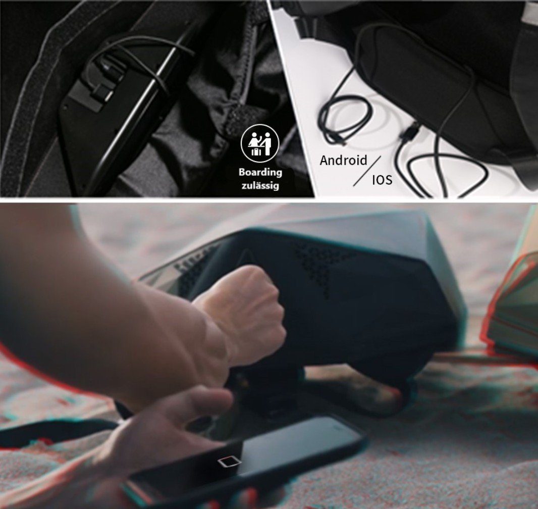 BEABORN Rucksack mit Powerbank & HiFi Bluetooth Lautsprecher, 3 Fächer, 12 L