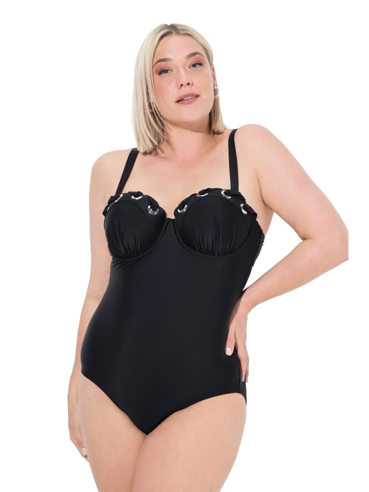 Ulla Popken Badeanzug in schwarz günstig kaufen