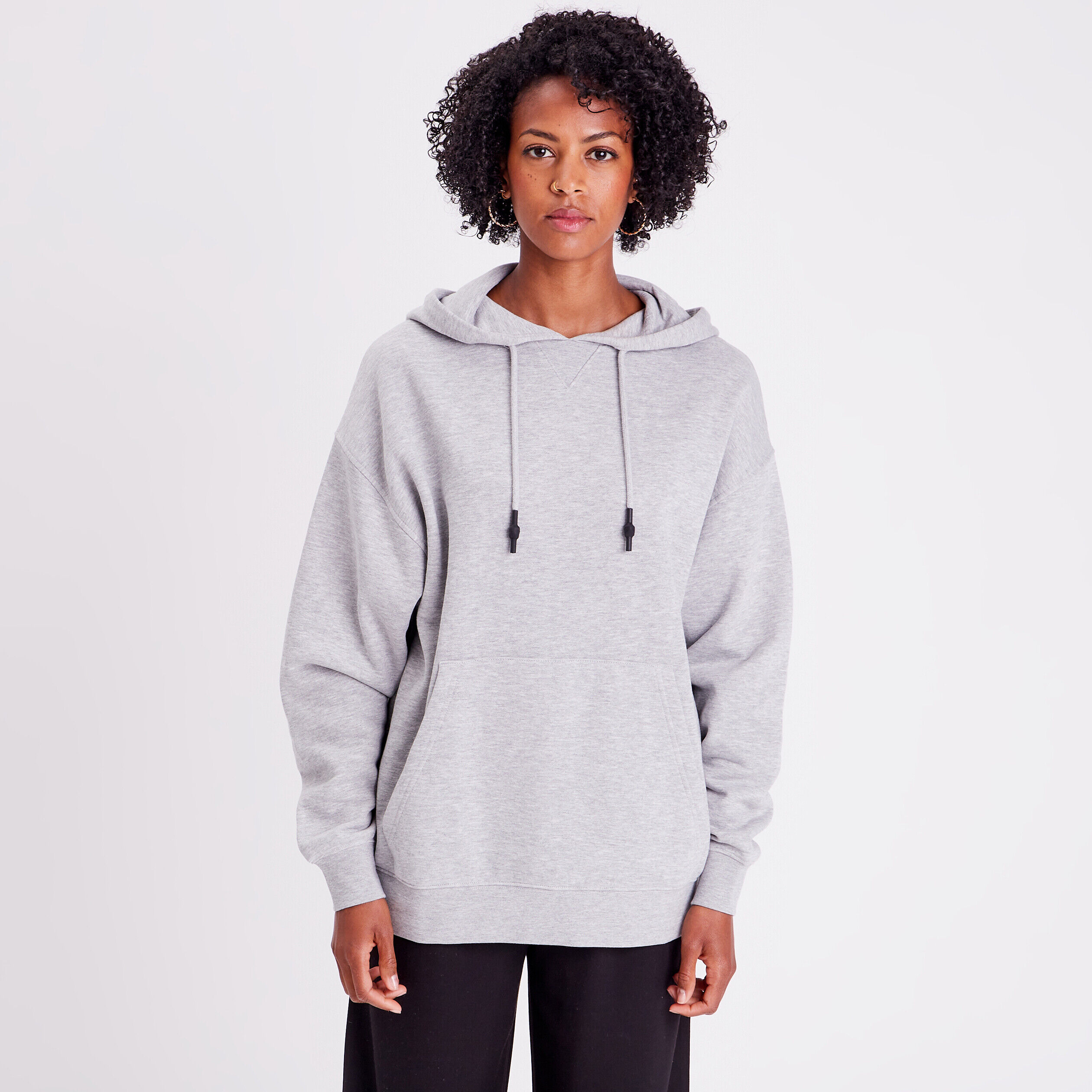 Sweat oversize à capuche gris clair femme | Cache Cache