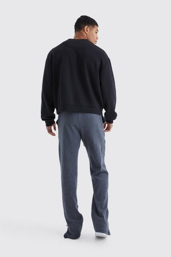 Lockere gerippte Ottoman Jogginghose mit geteiltem Saum
