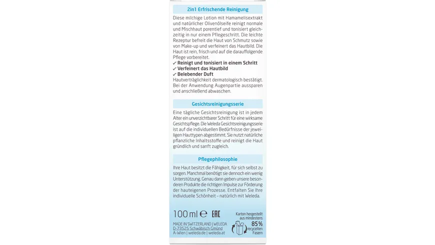 WELEDA HAMAMELISWASSER 2in1 Erfrischende Reinigung 100 ml