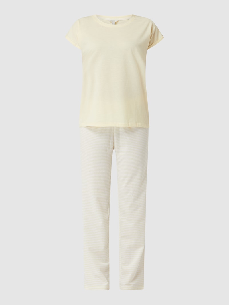 Pyjama mit Streifenmuster in pastellgelb