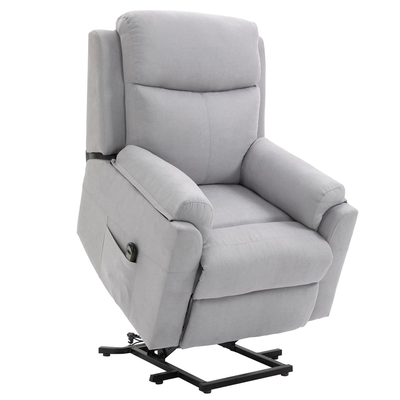 HOMCOM elektrischer Aufstehsessel Sessel mit Aufstehhilfe für Senior Relaxsessel Fernsehsessel Liegefunktion Leinen-Touch Grau 83 x 89 x 102 cm