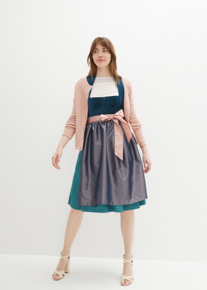 Dirndl mit Samt in Midilänge (2-tlg.Set)