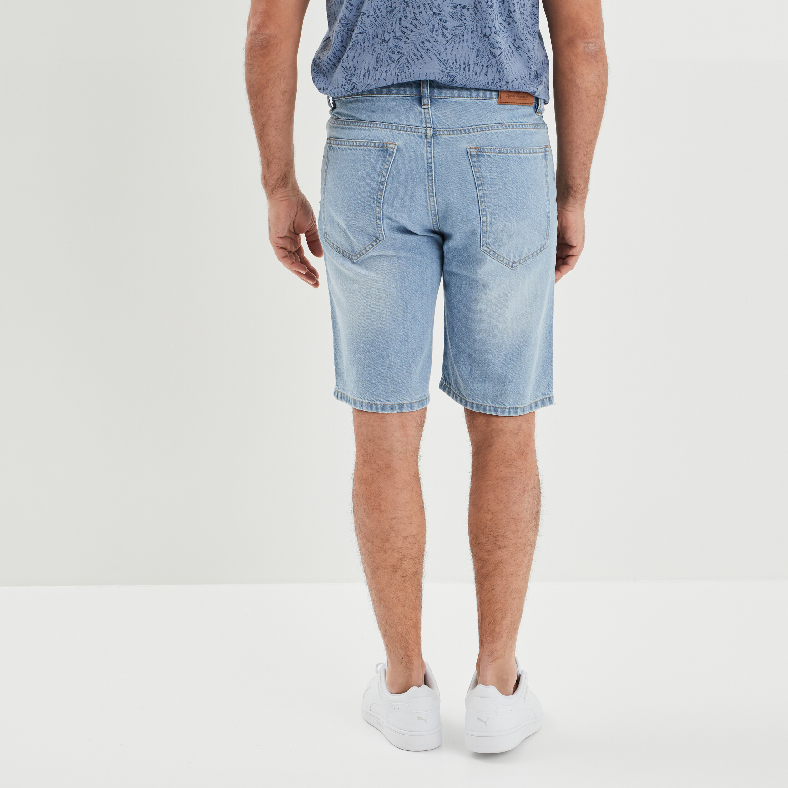 Bermuda droit 5 poches en jean Creeks denim bleach homme | La Halle